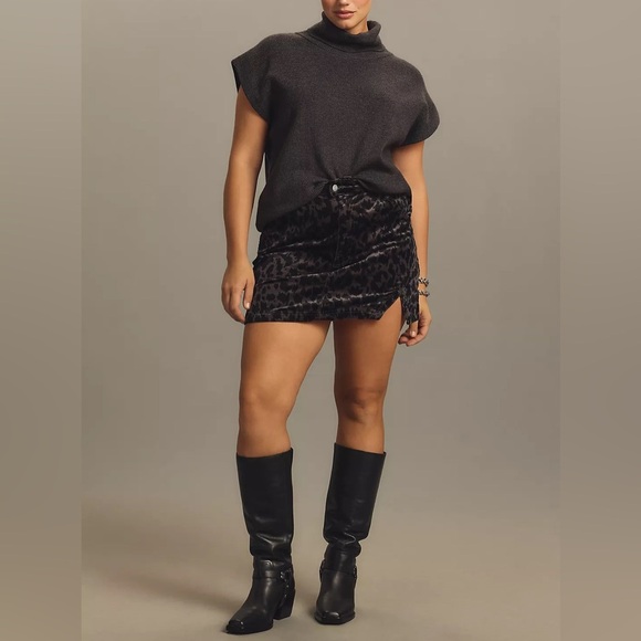 Anthropologie Pilcro Corduroy Mini Skirt Size 16 - Black/Gray Animal Print - NWT - Picture 13 of 13